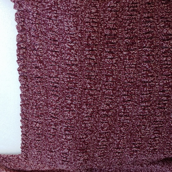 Madewell Smocked Women's Peasant Chiffon Top in Burgundy size Large - Picture 9 of 14